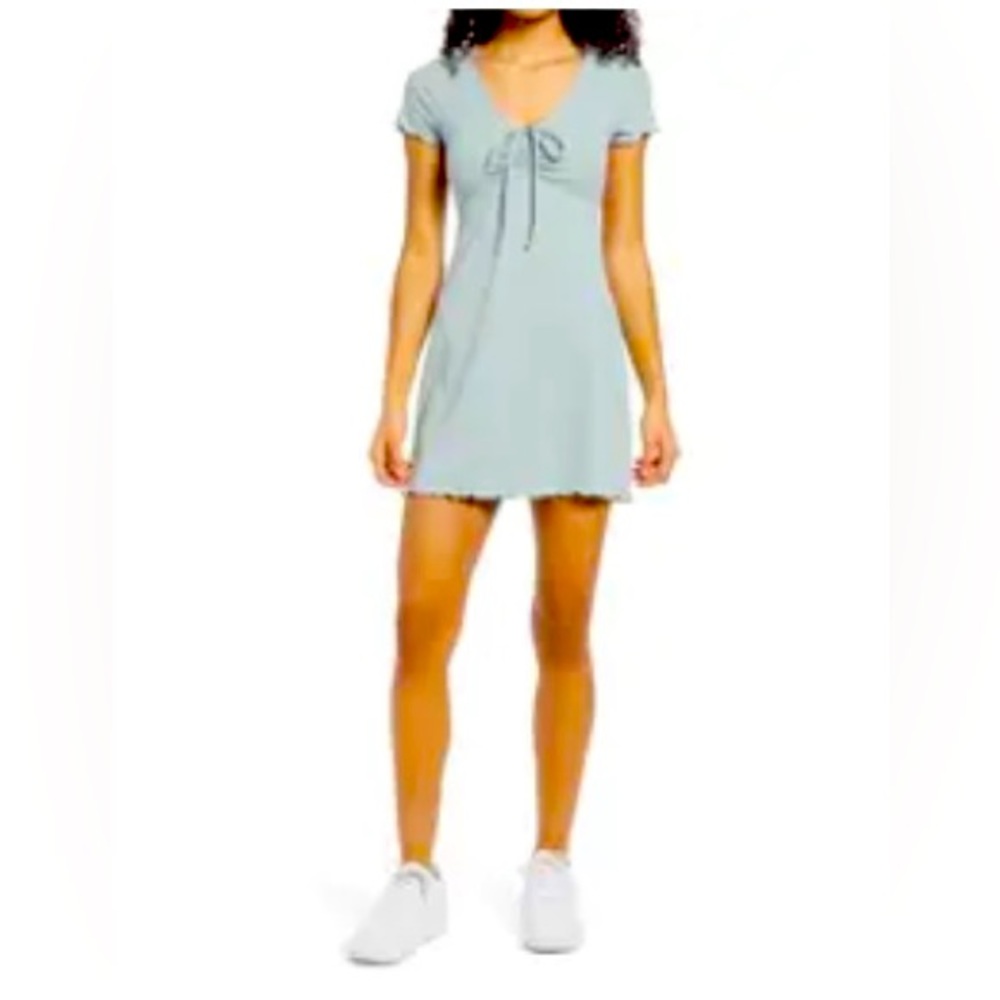 All in Favor lettuce edge rib mini dress. Mint, Size M.